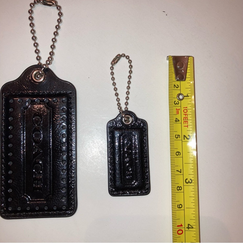 Vintage Coach Black Patent Leather Replacement Hang Tags Two Y2K Bag Charms Lot - Picture 7 of 17